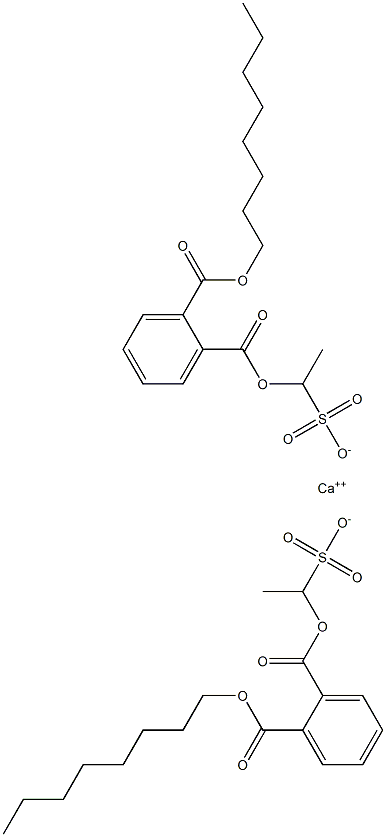 ビス[1-[(2-オクチルオキシカルボニルフェニル)カルボニルオキシ]エタンスルホン酸]カルシウム 化学構造式