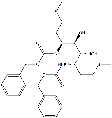 (3S,4R,5R,6S)-1,8-ビス(メチルチオ)-3,6-ビス[(ベンジルオキシカルボニル)アミノ]オクタン-4,5-ジオール 化学構造式
