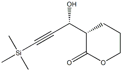 (S)-3-[(R)-3-(トリメチルシリル)-1-ヒドロキシ-2-プロピニル]-3,4,5,6-テトラヒドロ-2H-ピラン-2-オン 化学構造式