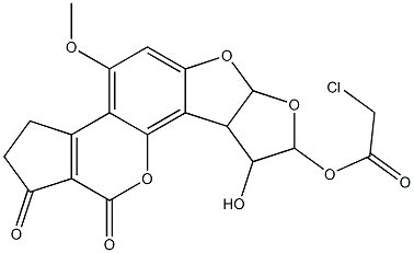 2,3,6a,8,9,9a-Hexahydro-8,9-dihydroxy-4-methoxycyclopenta[c]furo[3',2':4,5]furo[2,3-h][1]benzopyran-1,11-dione 8-chloroacetate 结构式