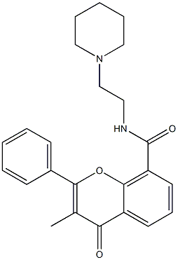 3-Methyl-4-oxo-2-phenyl-N-[2-(piperidin-1-yl)ethyl]-4H-1-benzopyran-8-carboxamide Structure