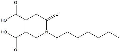 1-ヘプチル-6-オキソ-3,4-ピペリジンジカルボン酸 化学構造式