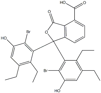 1,1-ビス(6-ブロモ-2,3-ジエチル-5-ヒドロキシフェニル)-1,3-ジヒドロ-3-オキソイソベンゾフラン-4-カルボン酸 化学構造式