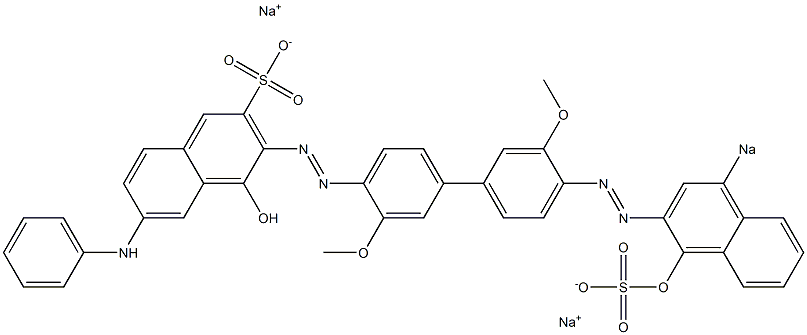 4-Hydroxy-3-[[4'-[(1-hydroxy-4-sodiosulfo-2-naphthalenyl)azo]-3,3'-dimethoxy-1,1'-biphenyl-4-yl]-azo]-6-(phenylamino)naphthalene-2-sulfonic acid sodium salt Struktur