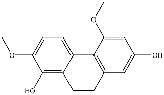 2,5-ジメトキシ-9,10-ジヒドロフェナントレン-1,7-ジオール 化学構造式