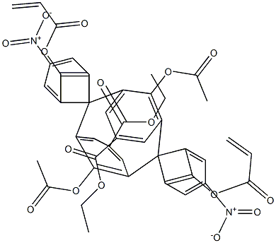 3,5-[[2-(Acetyloxy)-5-(ethoxycarbonyl)-1,3-phenylene]bis[methylene[2-(acetyloxy)-5-nitro-1,3-phenylene]methylene]]-4-(acetyloxy)benzoic acid ethyl ester 结构式