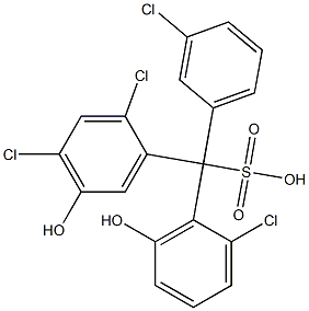 (3-Chlorophenyl)(2-chloro-6-hydroxyphenyl)(2,4-dichloro-5-hydroxyphenyl)methanesulfonic acid Struktur