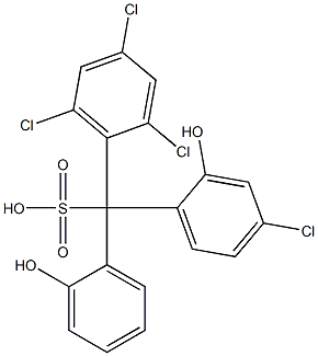 (4-クロロ-2-ヒドロキシフェニル)(2,4,6-トリクロロフェニル)(2-ヒドロキシフェニル)メタンスルホン酸 化学構造式