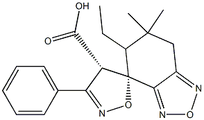 (4S,5S)-6',7'-ジヒドロ-6',6'-ジメチル-3-(フェニル)スピロ[イソオキサゾール-5(4H),4'(5'H)-[2,1,3]ベンゾオキサジアゾール]-4-カルボン酸エチル 化学構造式