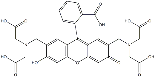 2-[2,7-Bis[[bis(carboxymethyl)amino]methyl]-6-hydroxy-3-oxo-3H-xanthen-9-yl]benzoic acid Struktur