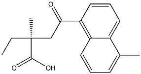 [S,(-)]-2-メチル-2-[2-(5-メチル-1-ナフチル)-2-オキソエチル]酪酸 化学構造式