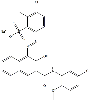 3-Chloro-2-ethyl-6-[[3-[[(3-chloro-6-methoxyphenyl)amino]carbonyl]-2-hydroxy-1-naphtyl]azo]benzenesulfonic acid sodium salt Structure