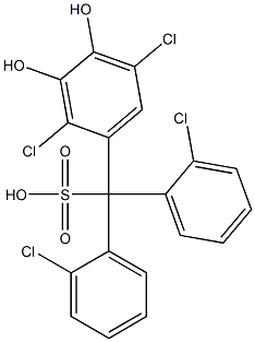 (2,5-ジクロロ-3,4-ジヒドロキシフェニル)ビス(2-クロロフェニル)メタンスルホン酸 化学構造式