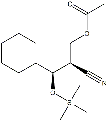 (2R,3S)-2-(Acetoxymethyl)-3-(trimethylsilyloxy)-3-cyclohexylpropanenitrile Struktur