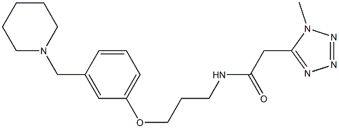 N-[3-[3-(Piperidinomethyl)phenoxy]propyl]-2-(1-methyl-1H-tetrazol-5-yl)acetamide,,结构式