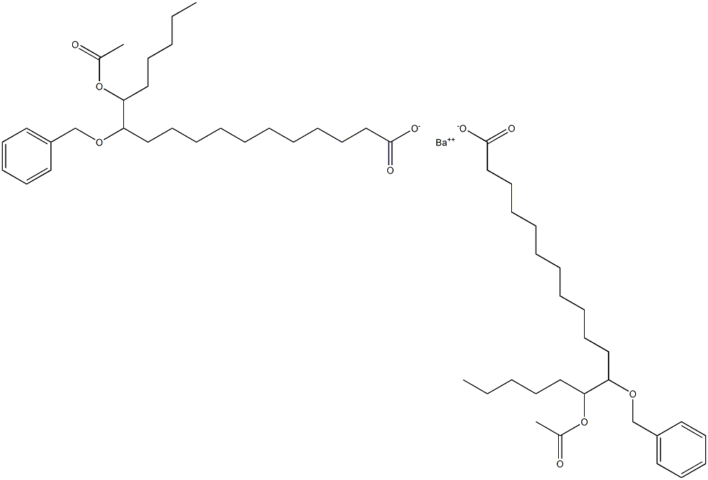 Bis(12-benzyloxy-13-acetyloxystearic acid)barium salt,,结构式
