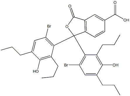 1,1-ビス(6-ブロモ-3-ヒドロキシ-2,4-ジプロピルフェニル)-1,3-ジヒドロ-3-オキソイソベンゾフラン-5-カルボン酸 化学構造式