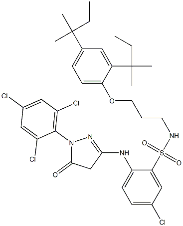 1-(2,4,6-Trichlorophenyl)-3-[4-chloro-2-[3-(2,4-di-tert-pentylphenoxy)propylsulfamoyl]anilino]-5(4H)-pyrazolone,,结构式