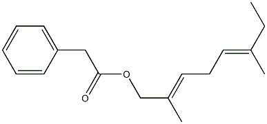 Phenylacetic acid 2,6-dimethyl-2,5-octadienyl ester Structure