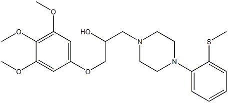 1-(3,4,5-トリメトキシフェノキシ)-3-[4-(2-メチルチオフェニル)-1-ピペラジニル]-2-プロパノール 化学構造式