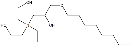 N-Ethyl-2-hydroxy-N,N-bis(2-hydroxyethyl)-3-(octyloxy)-1-propanaminium,,结构式