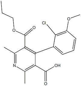 2,6-Dimethyl-4-(2-chloro-3-methoxyphenyl)pyridine-3,5-dicarboxylic acid 3-propyl ester,,结构式