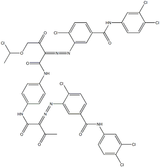 3,3'-[2-[(1-クロロエチル)オキシ]-1,4-フェニレンビス[イミノカルボニル(アセチルメチレン)アゾ]]ビス[N-(3,4-ジクロロフェニル)-4-クロロベンズアミド] 化学構造式