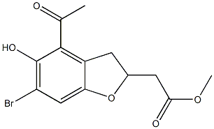 [(4-Acetyl-6-bromo-2,3-dihydro-5-hydroxybenzofuran)-2-yl]acetic acid methyl ester,,结构式