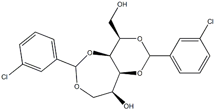 2-O,4-O:3-O,6-O-Bis(3-chlorobenzylidene)-L-glucitol Struktur