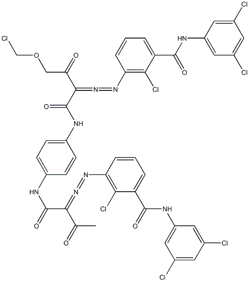 3,3'-[2-(クロロメチルオキシ)-1,4-フェニレンビス[イミノカルボニル(アセチルメチレン)アゾ]]ビス[N-(3,5-ジクロロフェニル)-2-クロロベンズアミド] 化学構造式