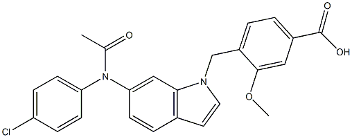 4-[6-(4-Chlorophenylacetylamino)-1H-indol-1-ylmethyl]-3-methoxybenzoic acid,,结构式