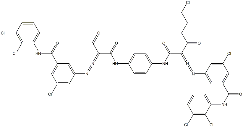 3,3'-[2-(2-クロロエチル)-1,4-フェニレンビス[イミノカルボニル(アセチルメチレン)アゾ]]ビス[N-(2,3-ジクロロフェニル)-5-クロロベンズアミド] 化学構造式