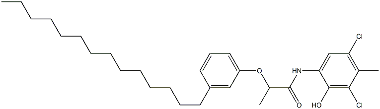 2-[2-(3-Tetradecylphenoxy)propanoylamino]-4,6-dichloro-5-methylphenol,,结构式