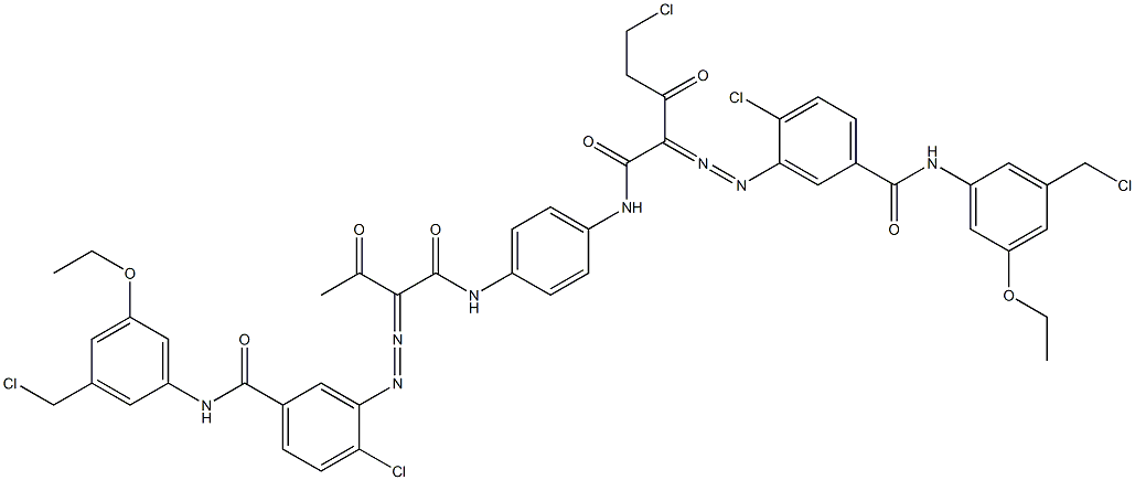 3,3'-[2-(クロロメチル)-1,4-フェニレンビス[イミノカルボニル(アセチルメチレン)アゾ]]ビス[N-[3-(クロロメチル)-5-エトキシフェニル]-4-クロロベンズアミド] 化学構造式