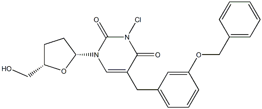 5-[3-(Benzyloxy)benzyl]-3-chloro-2',3'-dideoxyuridine Structure