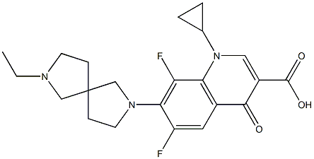 1-Cyclopropyl-1,4-dihydro-6,8-difluoro-7-(7-ethyl-2,7-diazaspiro[4.4]nonan-2-yl)-4-oxoquinoline-3-carboxylic acid Struktur