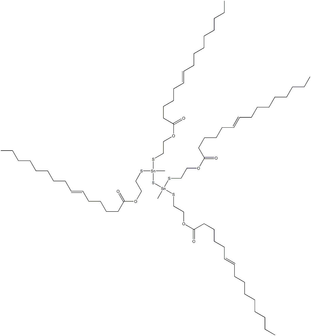 Bis[methylbis[[2-(5-tetradecenylcarbonyloxy)ethyl]thio]stannyl] sulfide Struktur