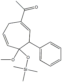 4-メトキシ-4-(トリメチルシリルオキシ)-1-アセチル-3-フェニル-1,5-シクロヘプタジエン 化学構造式