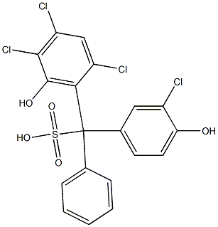 (3-Chloro-4-hydroxyphenyl)(2,4,5-trichloro-6-hydroxyphenyl)phenylmethanesulfonic acid Struktur