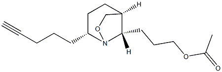 Acetic acid 3-[(2R,5S,8S)-2-(4-pentynyl)-1-aza-7-oxabicyclo[3.2.1]octan-8-yl]propyl ester 结构式