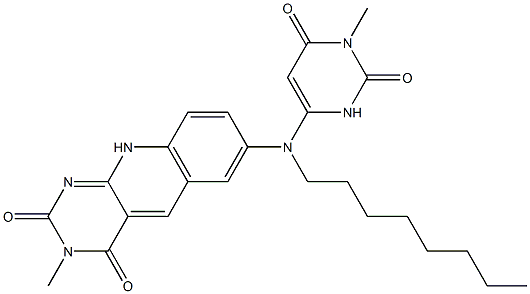 2,3,4,10-Tetrahydro-3-methyl-7-[N-[(1,2,3,6-tetrahydro-1-methyl-2,6-dioxopyrimidin)-4-yl]-N-octylamino]pyrimido[4,5-b]quinoline-2,4-dione Struktur