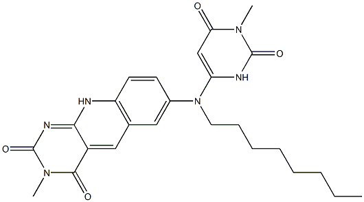 2,3,4,10-テトラヒドロ-3-メチル-7-[N-[(1,2,3,6-テトラヒドロ-1-メチル-2,6-ジオキソピリミジン)-4-イル]-N-オクチルアミノ]ピリミド[4,5-b]キノリン-2,4-ジオン 化学構造式