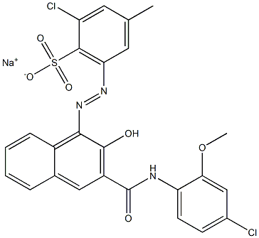 2-Chloro-4-methyl-6-[[3-[[(4-chloro-2-methoxyphenyl)amino]carbonyl]-2-hydroxy-1-naphtyl]azo]benzenesulfonic acid sodium salt Structure