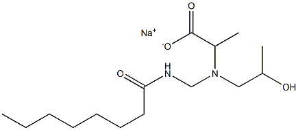 2-[N-(2-ヒドロキシプロピル)-N-(オクタノイルアミノメチル)アミノ]プロピオン酸ナトリウム 化学構造式