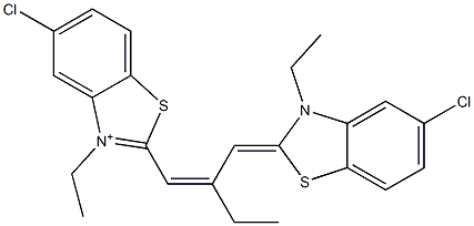 2-[2-[(3-Ethyl-5-chloro-2,3-dihydrobenzothiazole-2-ylidene)methyl]-1-butenyl]-3-ethyl-5-chlorobenzothiazole-3-ium Structure