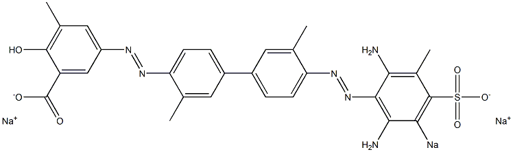 5-[[4'-[(2,6-Diamino-3-methyl-5-sodiosulfophenyl)azo]-3,3'-dimethyl-1,1'-biphenyl-4-yl]azo]-2-hydroxy-3-methylbenzoic acid sodium salt Structure