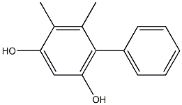4,5-ジメチル-6-フェニルベンゼン-1,3-ジオール 化学構造式