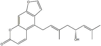4-[(2E,5R)-5-Hydroxy-3,7-dimethyl-2,6-octadienyl]-7H-furo[3,2-g][1]benzopyran-7-one,,结构式