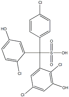 (4-Chlorophenyl)(2-chloro-5-hydroxyphenyl)(2,5-dichloro-3-hydroxyphenyl)methanesulfonic acid 结构式