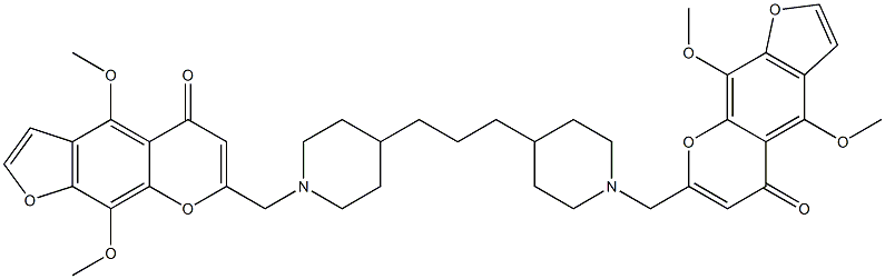 7,7'-[1,3-Propanediylbis(4,1-piperidinediyl)bis(methylene)]bis[4,9-dimethoxy-5H-furo[3,2-g][1]benzopyran-5-one] 结构式